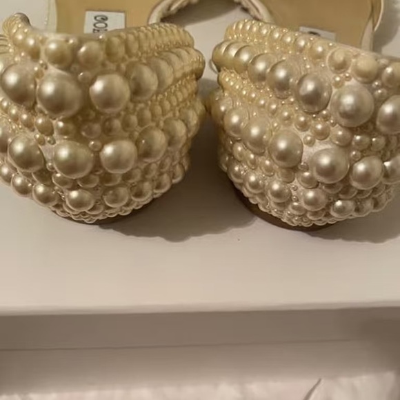 Jimmy Choo Cream Pearl Embellished Heels - Picture 4 of 5